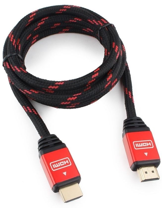 картинка Кабель HDMI Cablexpert, серия Gold, 1,8 м, v1.4, M/M, красный, позол, алюминиевый корпус, коробка от магазина itmag.kz