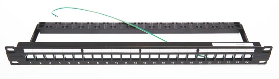 картинка COMMSCOPE Панель коммутационная наборная SL-типа/24 порта/неукомпл./19`/1U/ черная от магазина itmag.kz