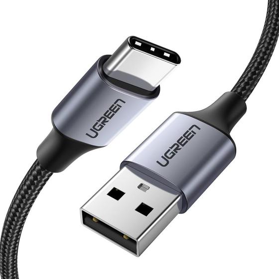 картинка Кабель UGREEN US288 USB-A 2.0 to USB-C Cable Nickel Plating Aluminum Braid 1m (Black) от магазина itmag.kz