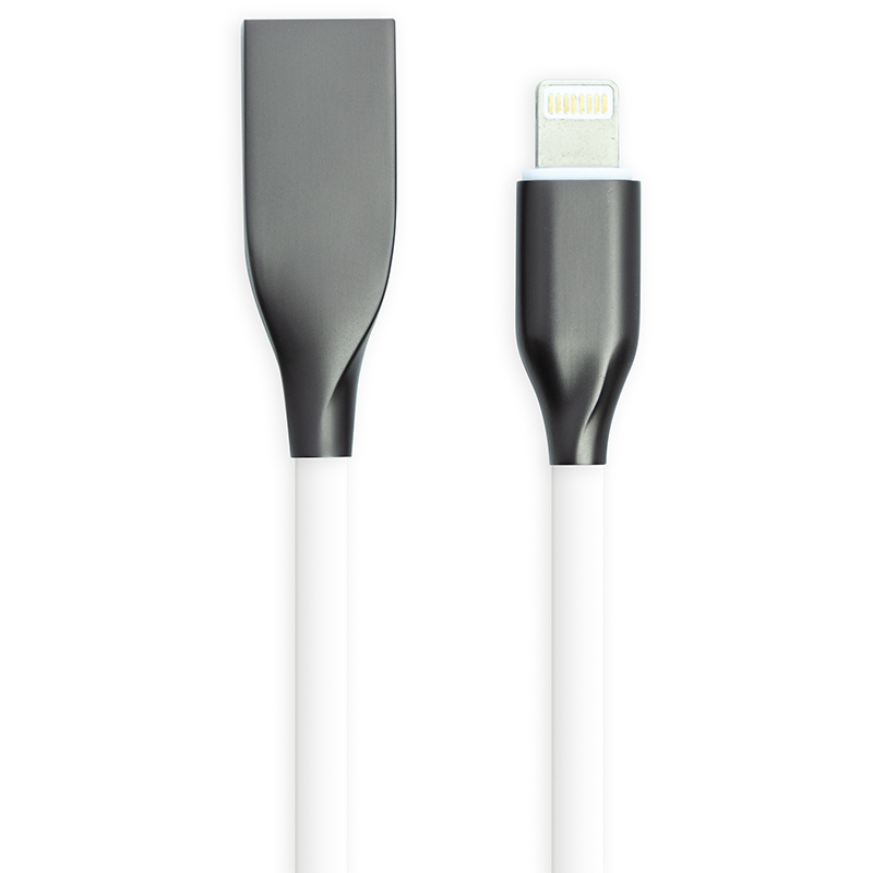 картинка Кабель PowerPlant USB - Lightning, 2м, силикон, белый от магазина itmag.kz