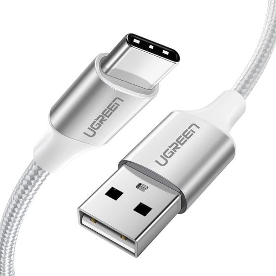 картинка Кабель UGREEN US288 USB-A 2.0 to USB-C Cable Nickel Plating Aluminum Braid 1.5m (White) от магазина itmag.kz