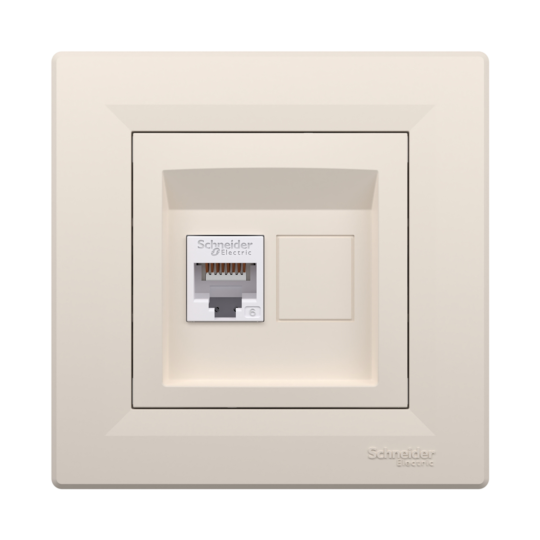 Розетка компьютерная SE EPH4700123 Asfora RJ45 кат. 6 в сборе кремовый (EPH4700123) фото