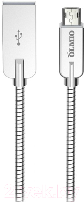  Кабель Micro USB OLMIO Steely, 1.2m, Silver (38650) фото