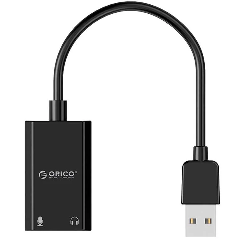 картинка Звуковая карта внешняя USB ORICO SKT2-BK-BP <USB 2.0, 3.5mm microphone, 3.5mm earphone, 10cm, 26*43*12mm> от магазина itmag.kz