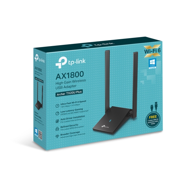 Сетевой адаптер беспроводной USB AX1800 Tp-Link Archer TX20U Plus (Archer TX20U Plus(EU)) фото