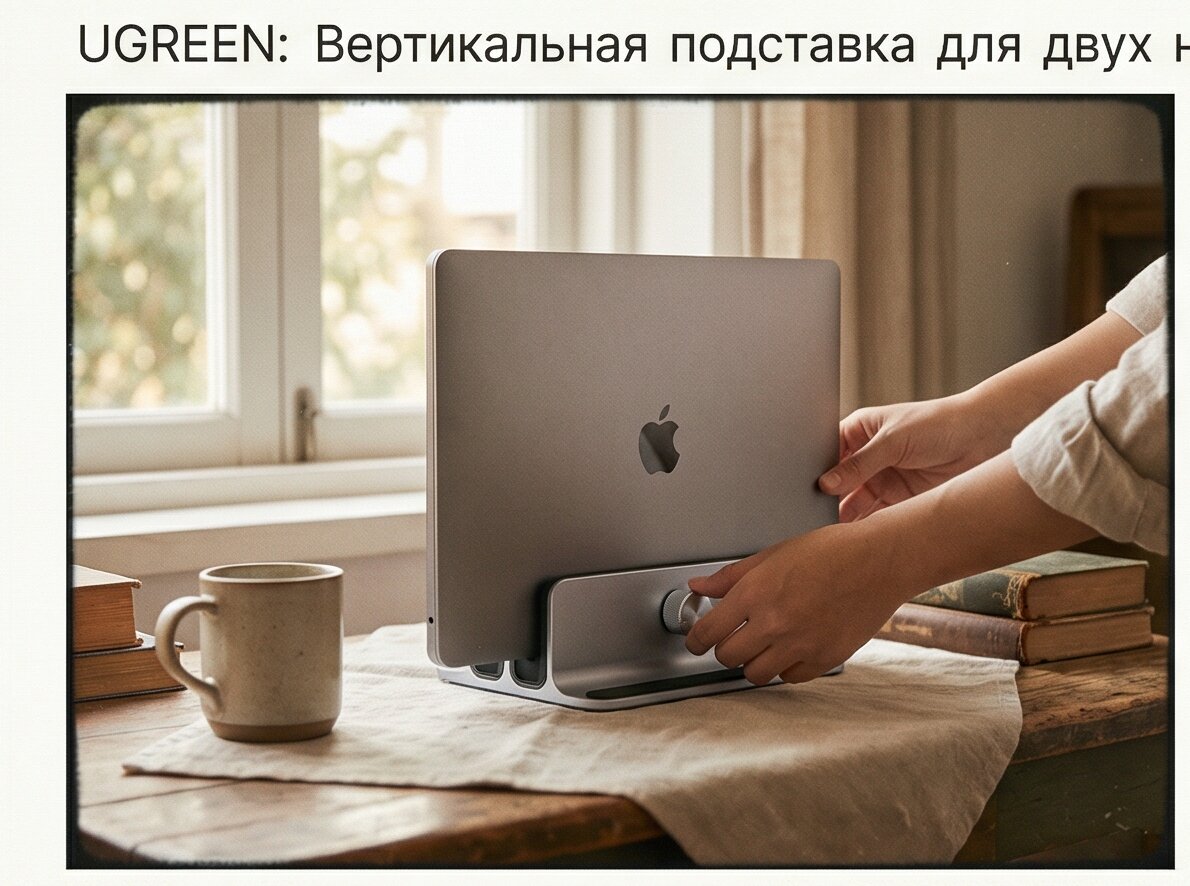 Вертикальная подставка для ноутбука UGREEN два слота LP258 (60643)  фото