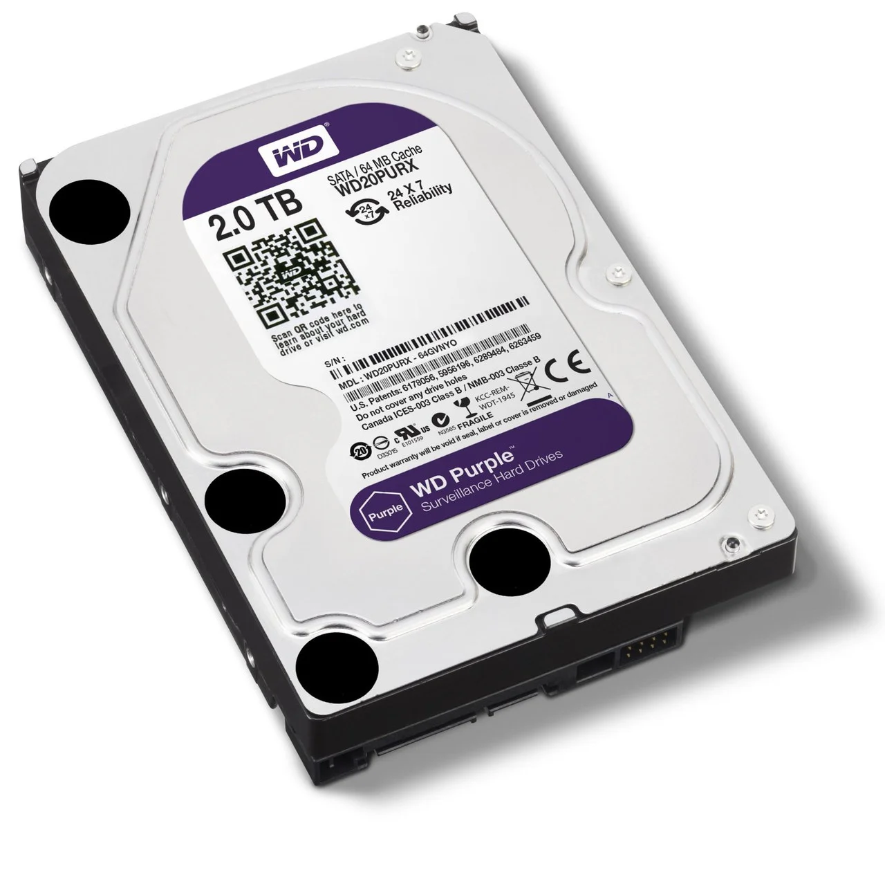 картинка Жёсткий диск WD Purple WD20PURX-78 2ТБ 3,5" IntelliPower 64MB (SATA-III) DV Hik от магазина itmag.kz