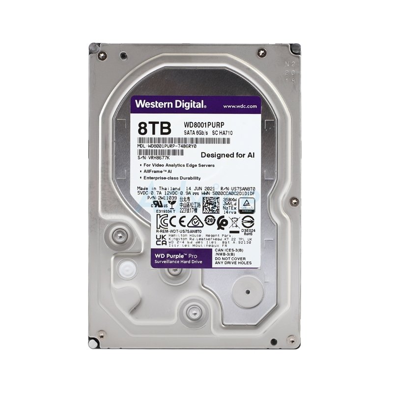 картинка Жесткий диск для видеонаблюдения HDD 8Tb Western Digital Purple Pro SATA 6Gb/s 256Mb 7200rpm 3,5" WD8001PURP от магазина itmag.kz