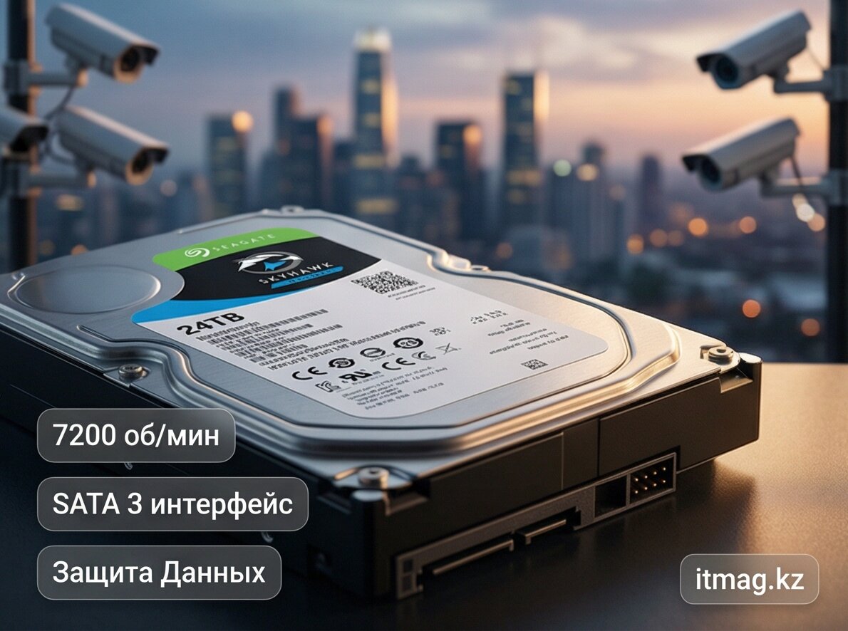 Жесткий диск для видеонаблюдения с искусственным интеллектом 24Tb Seagate SkyHawk AI Survelilance SATA3 3.5" (ST24000VE002) фото