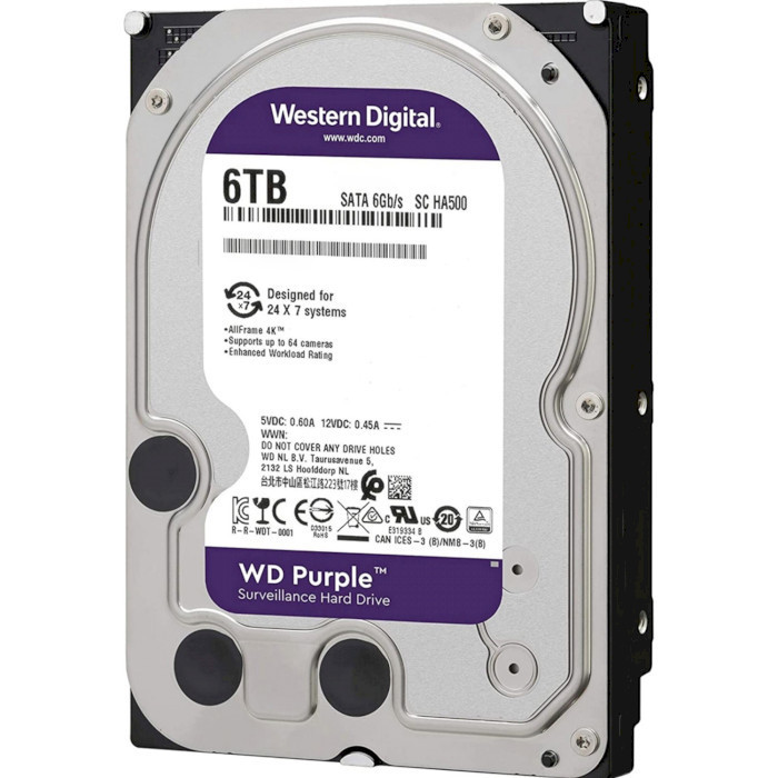 картинка Жесткий диск WD Purple WD62PURX-64  6ТБ 3,5"(SATA-III) для видеонаблюдения Hikvision от магазина itmag.kz