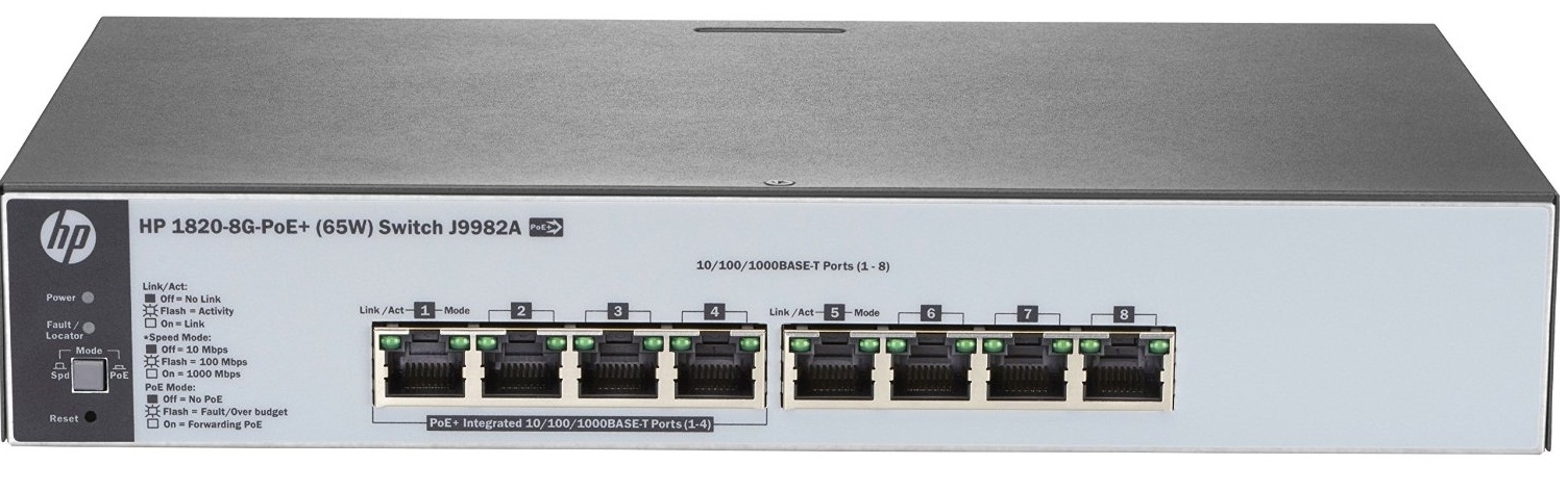 картинка Коммутатор HP 1820-8G-PoE+ (65W) Switch (J9982A) от магазина itmag.kz