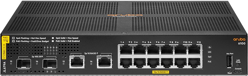 картинка Коммутатор HP Enterprise Aruba 6100 12G Class4 PoE 2G/2SFP+ 139W Switch (JL679A#ABB) от магазина itmag.kz