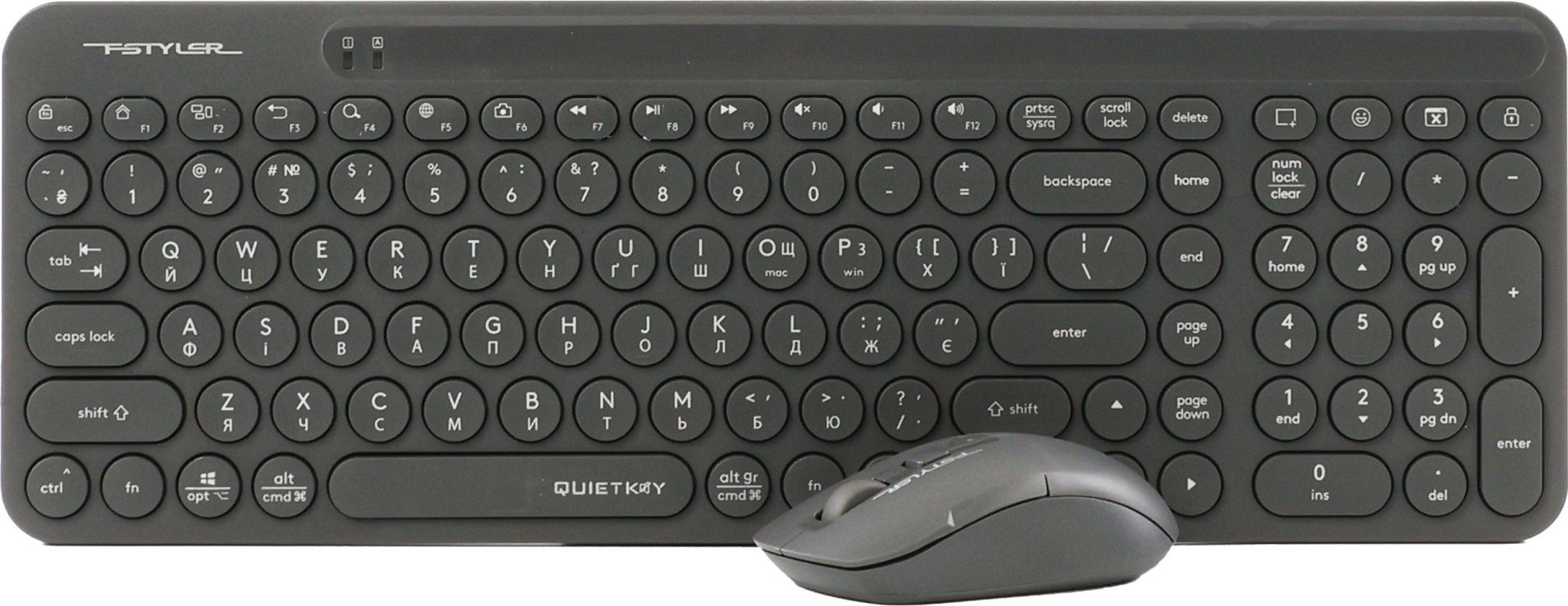 Клавиатура+мышь беспроводная A4tech Fstyler FG3300 Air2, Grey (FG3300 Air2 Grey) фото