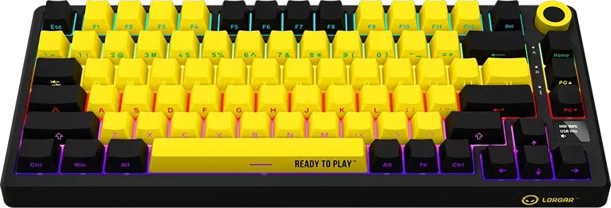 Клавиатура Lorgar KBP7075W, Black/yellow (LRG-KBP7075W-YL-RU) фото
