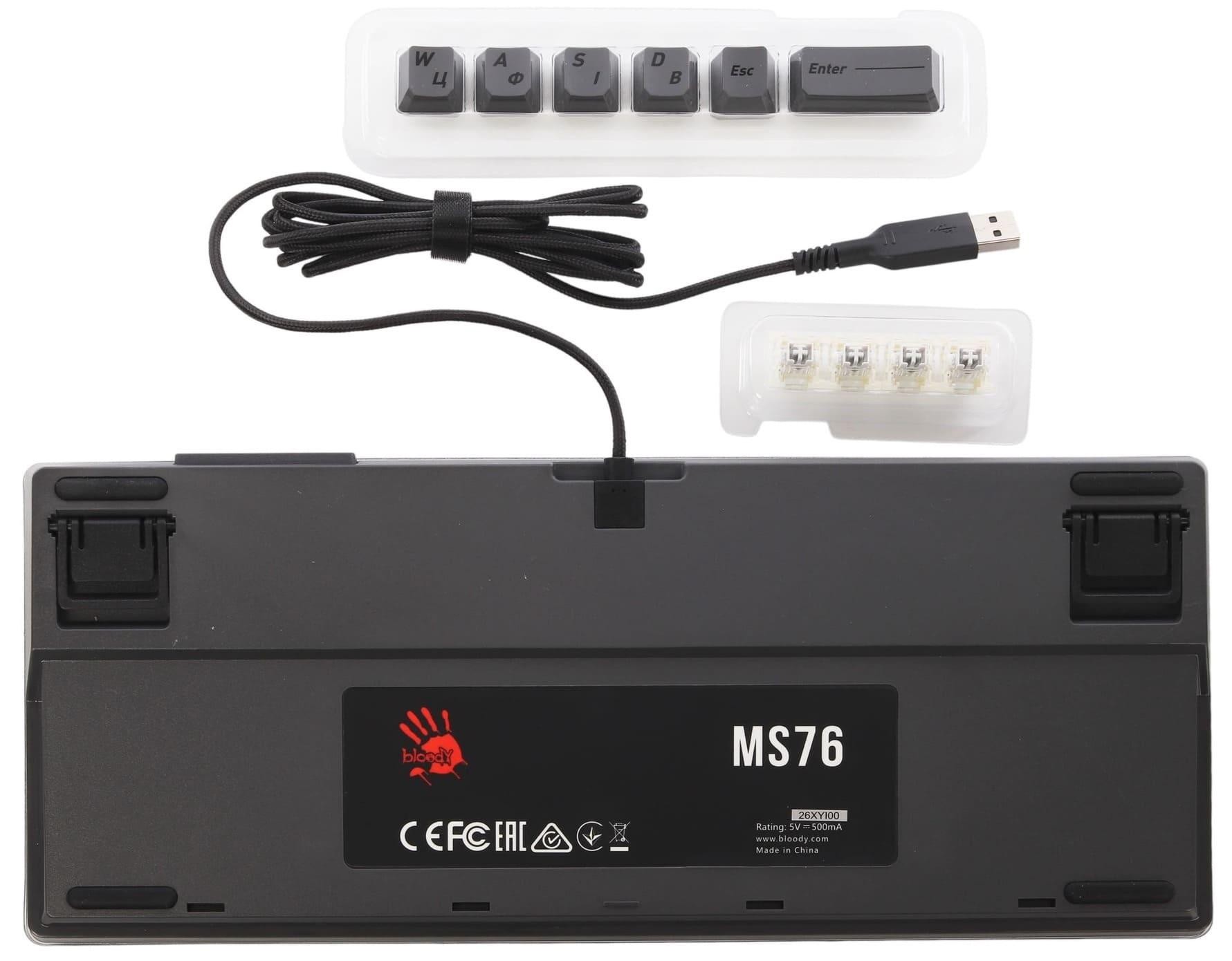 Клавиатура A4Tech Bloody MS76, MS Magnetic Switch - Iron Grey (MS76 IRON GREY) фото