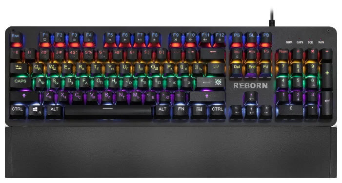 картинка Клавиатура проводная игровая механическая Defender Reborn GK-165DL,anti-ghost,радужная (Черный), USB от магазина itmag.kz