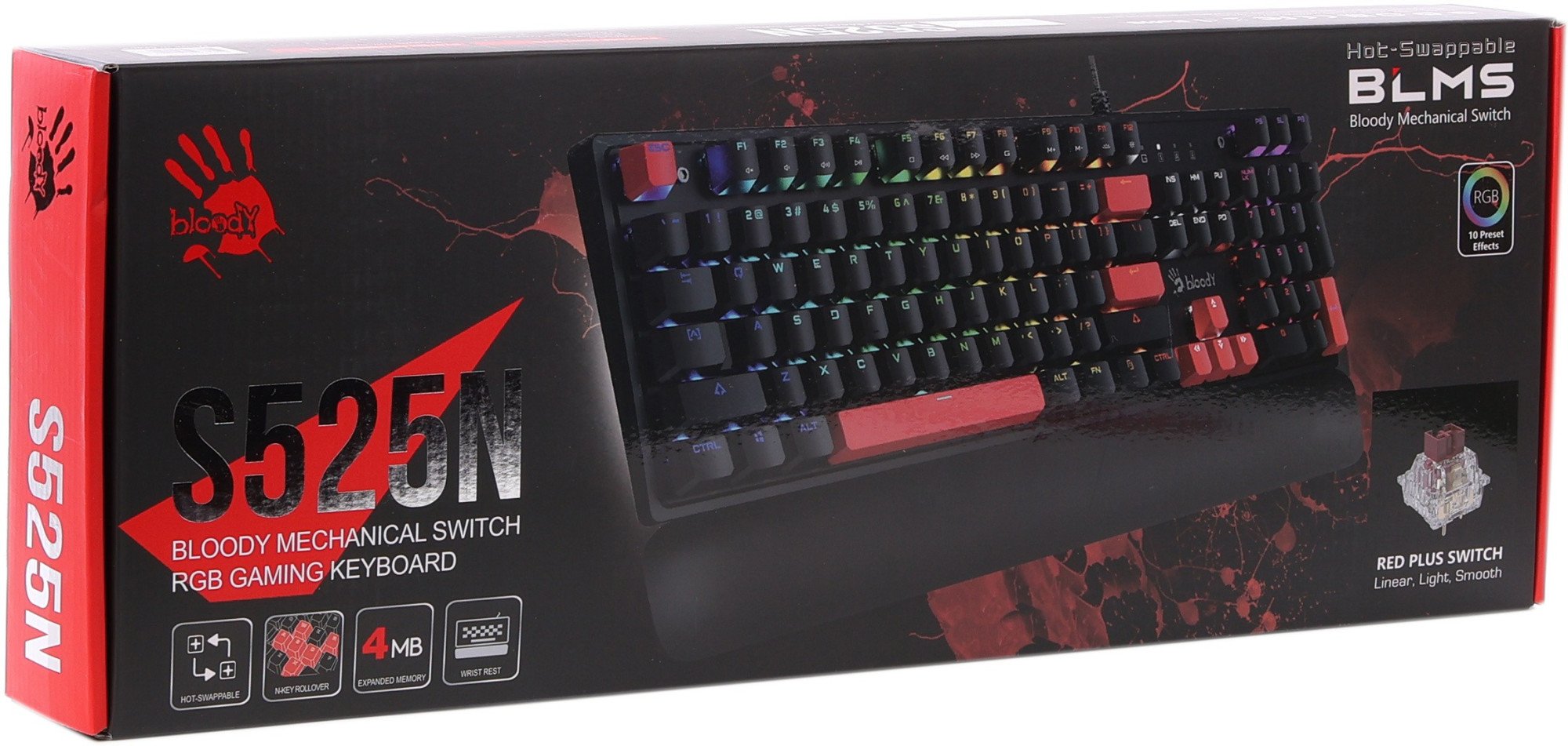 Клавиатура A4Tech Bloody S525N, Fire Black (S525N FIRE BLACK) фото