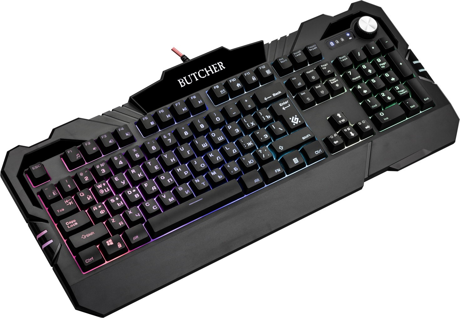 картинка Клавиатура проводная игровая Defender Butcher GK-193DL ENG/RUS, RGB подсветка, 9 режимов, НОВИНКА! от магазина itmag.kz