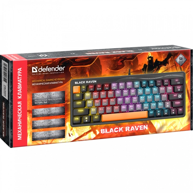 Клавиатура игровая механическая Defender Black Raven GK-417 (45413) фото