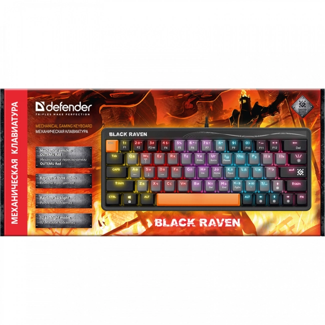 Клавиатура игровая механическая Defender Black Raven GK-417 (45413) фото