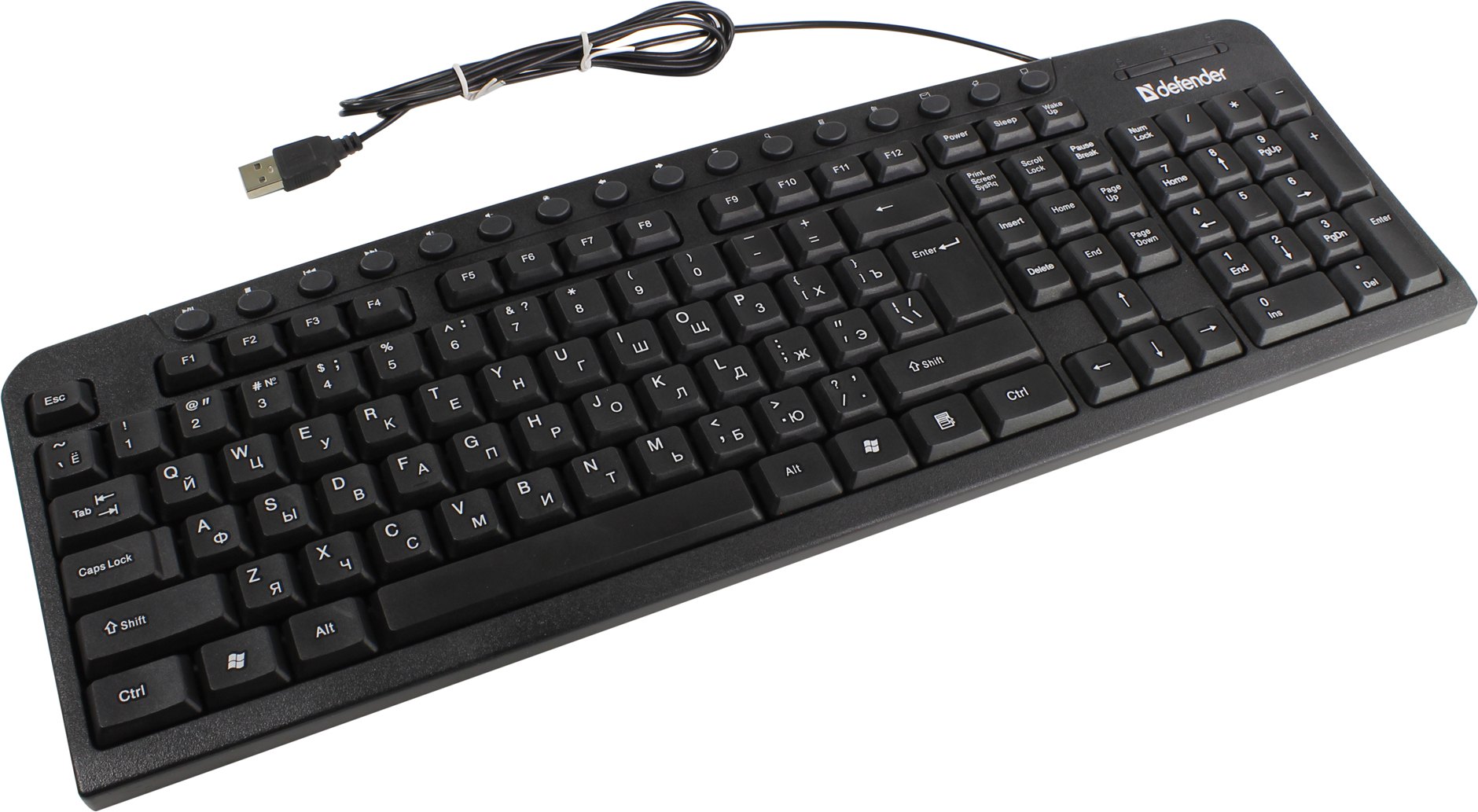 картинка Клавиатура проводная Defender Focus HB-470 RU/ENG от магазина itmag.kz