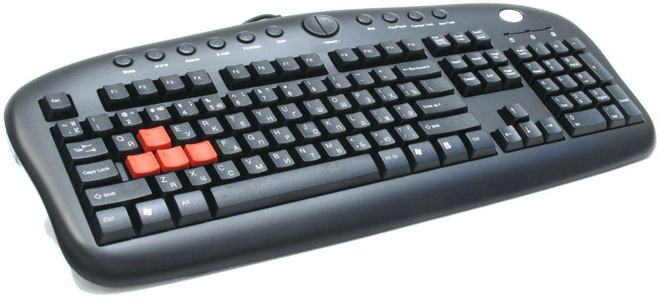 картинка Клавиатура игровая A4tech KB-28G USB, Black, сменные красные клавиши A,S,W,D от магазина itmag.kz