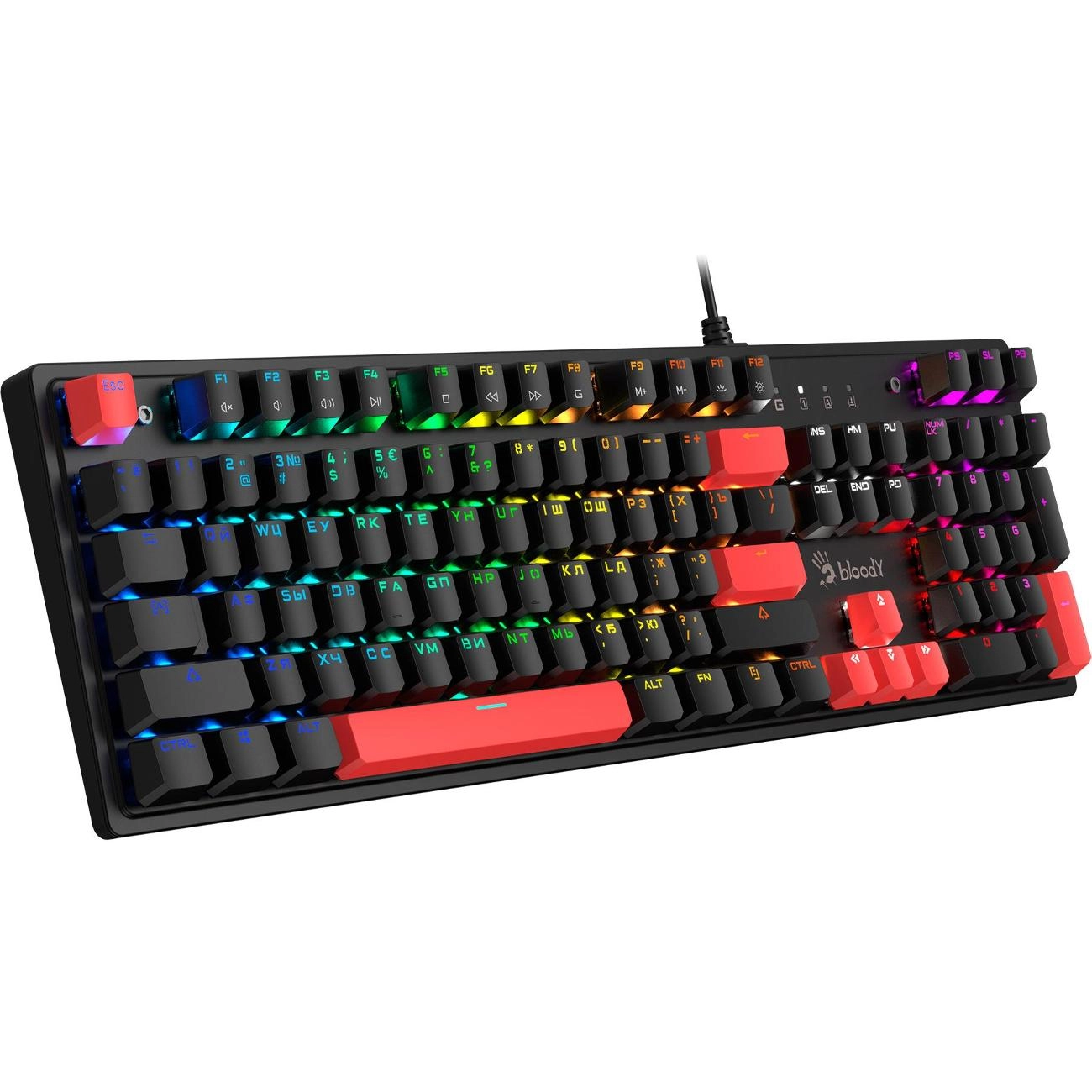 Клавиатура A4Tech Bloody S510R, Fire Black Mult Gaming Blacklight,BLMS Brown USB (S510R /FIRE BLACK/BROWN) фото