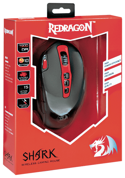 картинка Компьютерная мышь   беспроводная игровая Redragon Shark (черный) USB от магазина itmag.kz