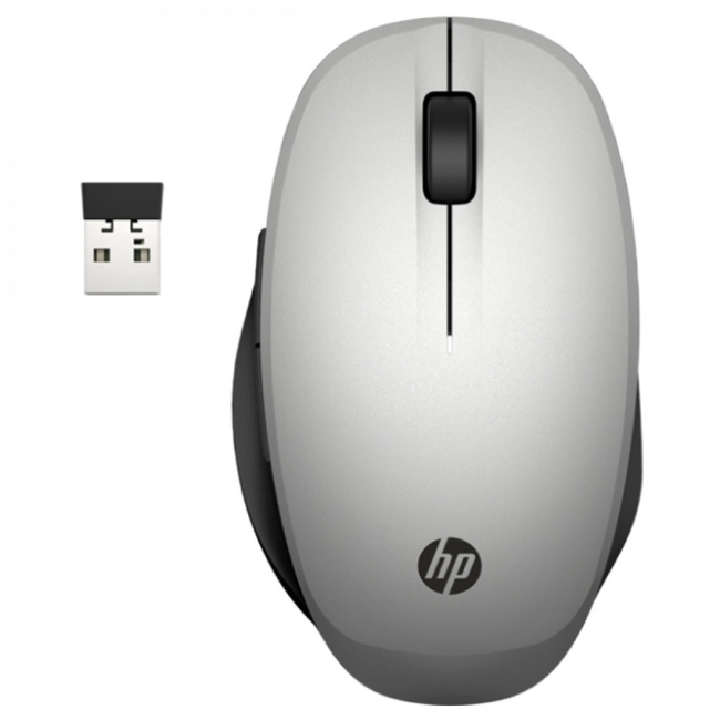 картинка Беспроводная мышь HP Dual Mode Silver Mouse 300 EURO (6CR72AA) от магазина itmag.kz