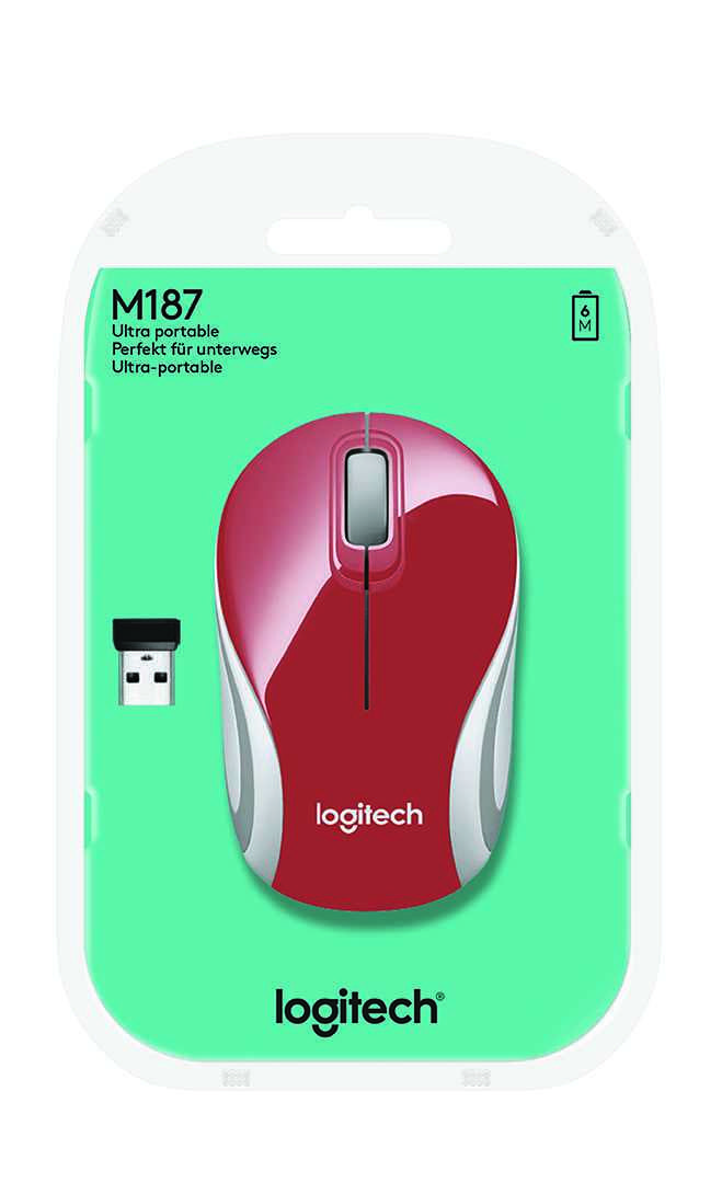 картинка Компьютерная мышь   Logitech беспроводная M187 Mini Mouse, Red от магазина itmag.kz