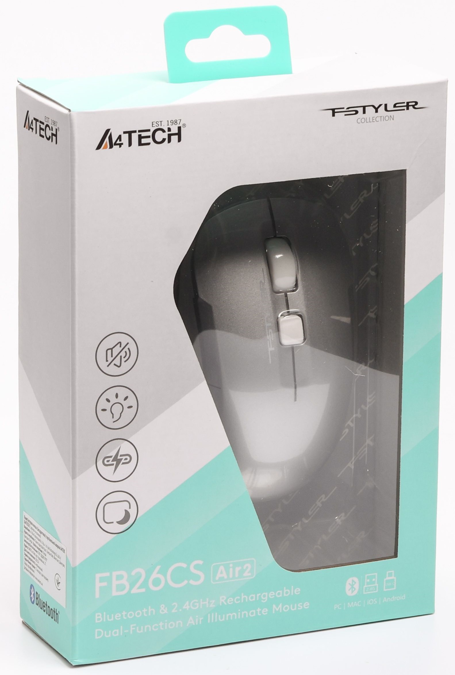Мышь беспроводная A4tech Fstyler FB26CSAir2 Icy White <BT+2.4GHz, Li-Battery> (FB26CSAir2 Icy White) фото