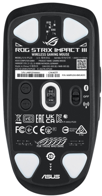 Мышь ASUS P520 ROG STRIX IMPACT III WL/AIMPOINT (90MP03D0-BMUA00) фото
