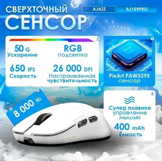 Компьютерная мышь Ajazz AJ159 APEX - White (AJ159/APEX/White) фото