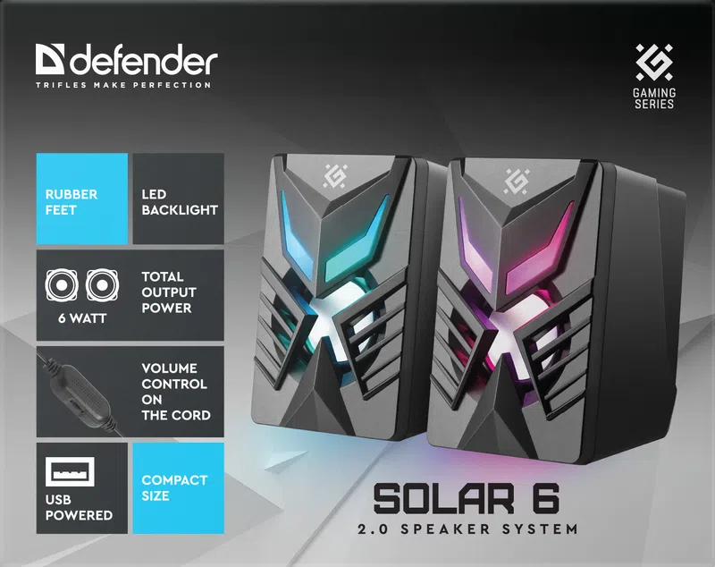 Колонки Defender Solar 6 (2.0), Black (65206) фото