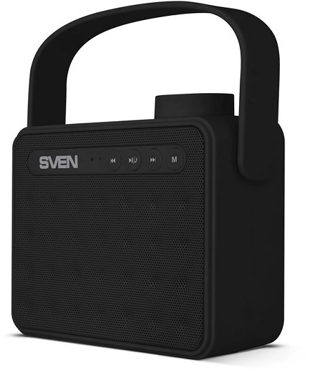 картинка Колонки SVEN PS-72, black (6W, Bluetooth, FM, USB, microSD, handle, 1200mA*h) от магазина itmag.kz