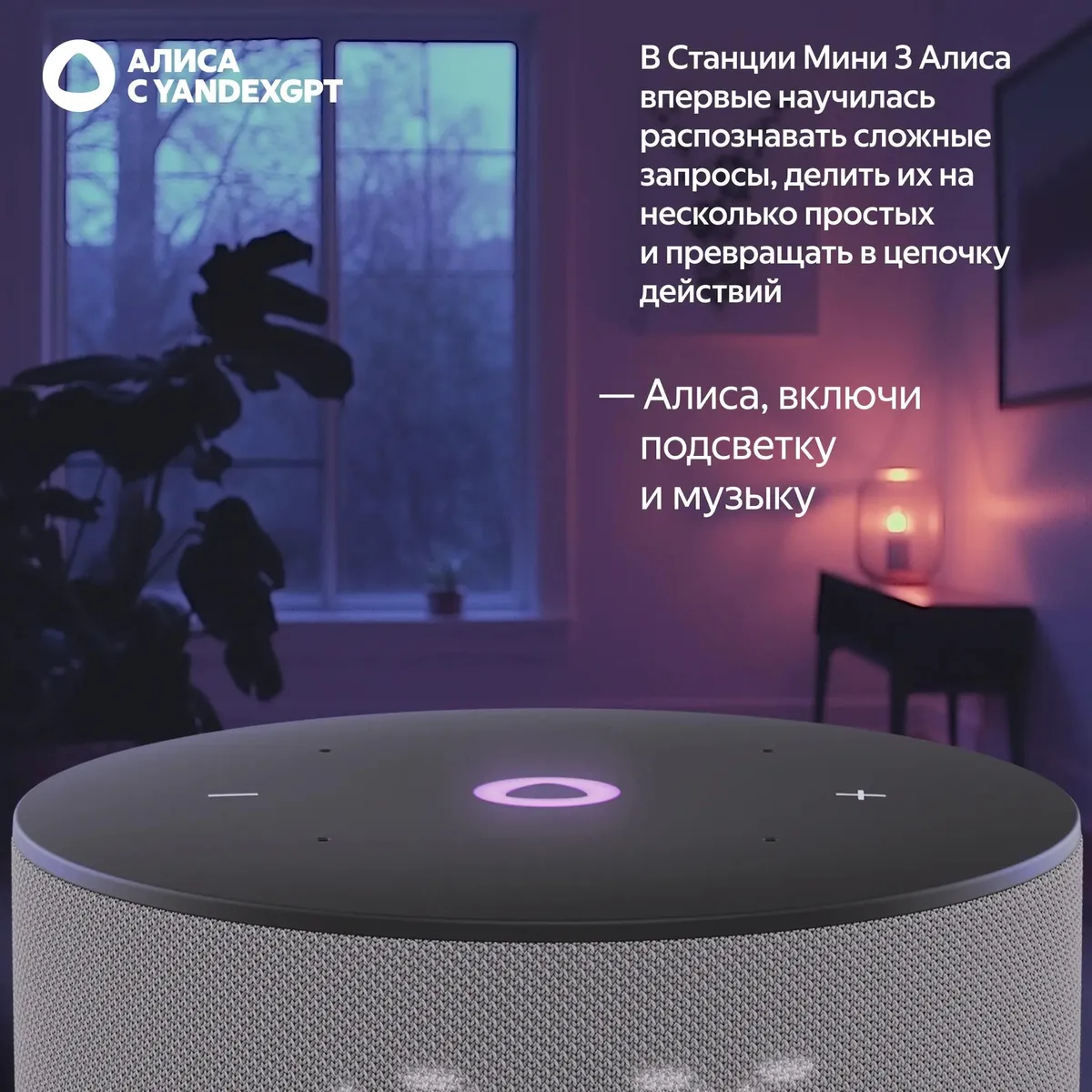 Умная колонка Яндекс Станция Мини 3 Серый (YNDX-00027GRY) фото