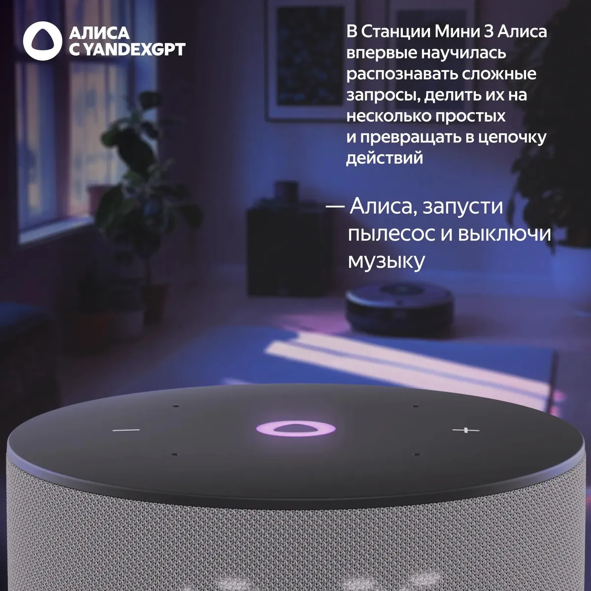 Умная колонка Яндекс Станция Мини 3 Серый (YNDX-00027GRY) фото