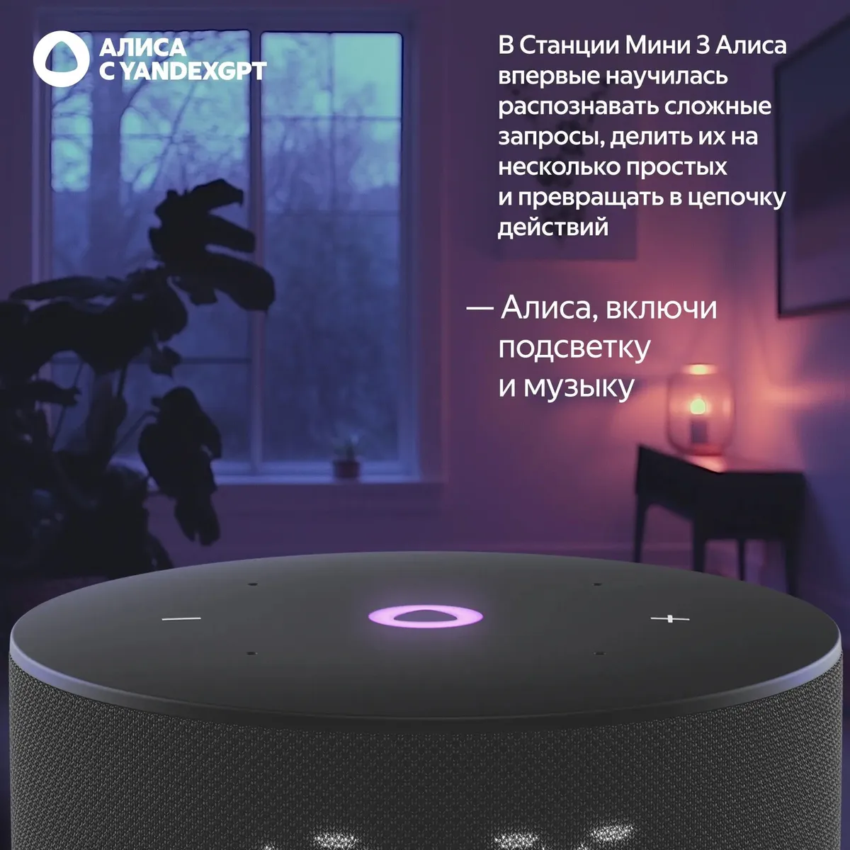 Умная колонка Яндекс Станция Мини 3 Черная (YNDX-00027BLK) фото
