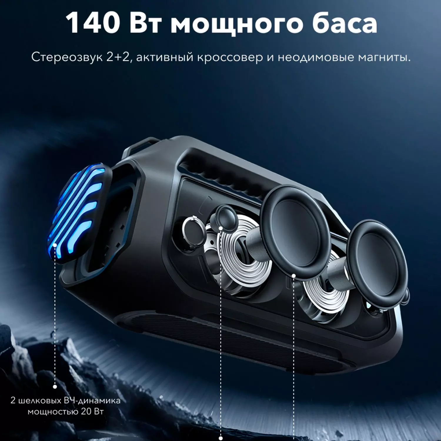 Портативная колонка soundcore Boom 2 Plus Blue (A3134-BLU) фото