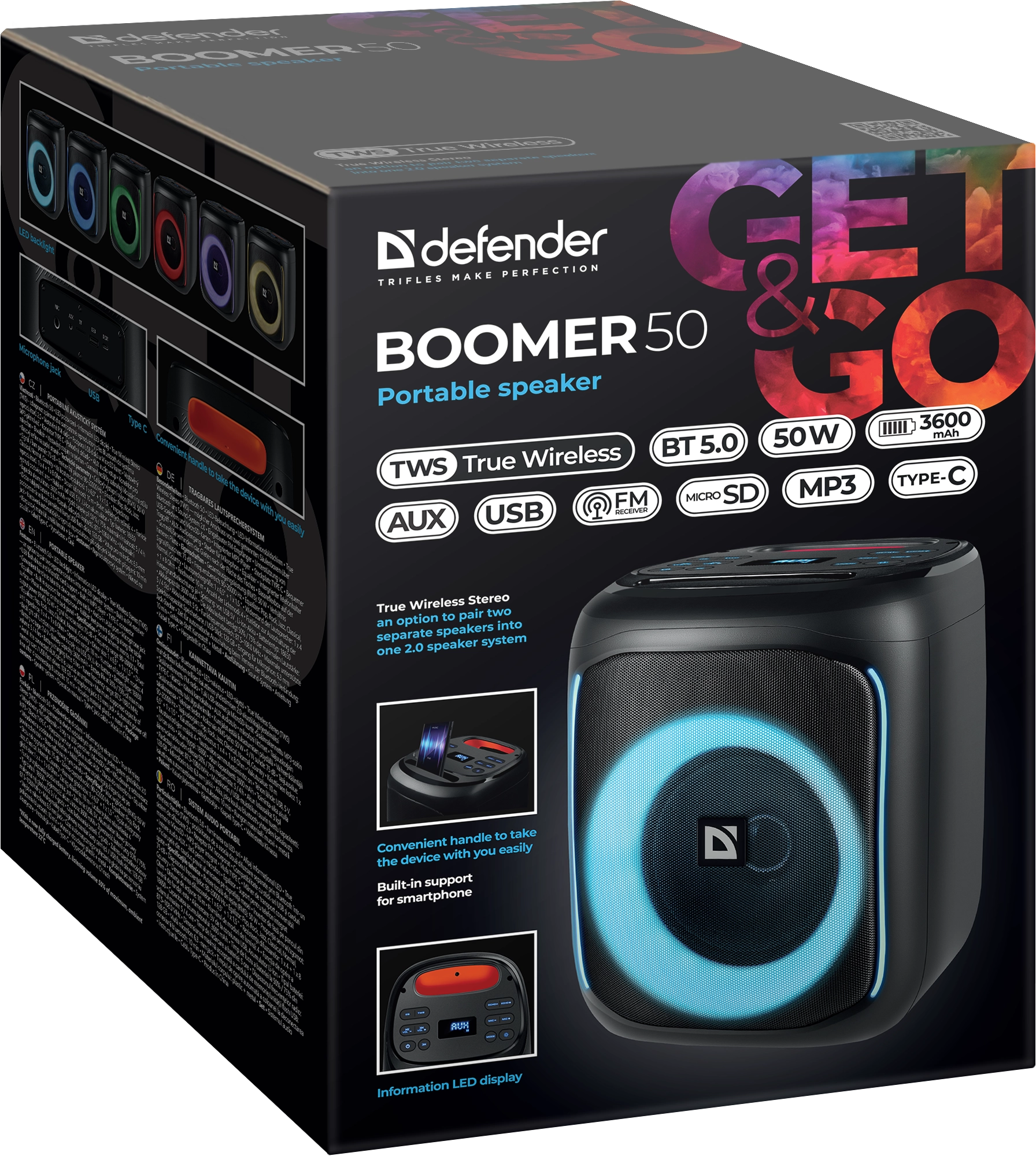 Портативная колонка Defender Boomer 50 черный (65450) фото