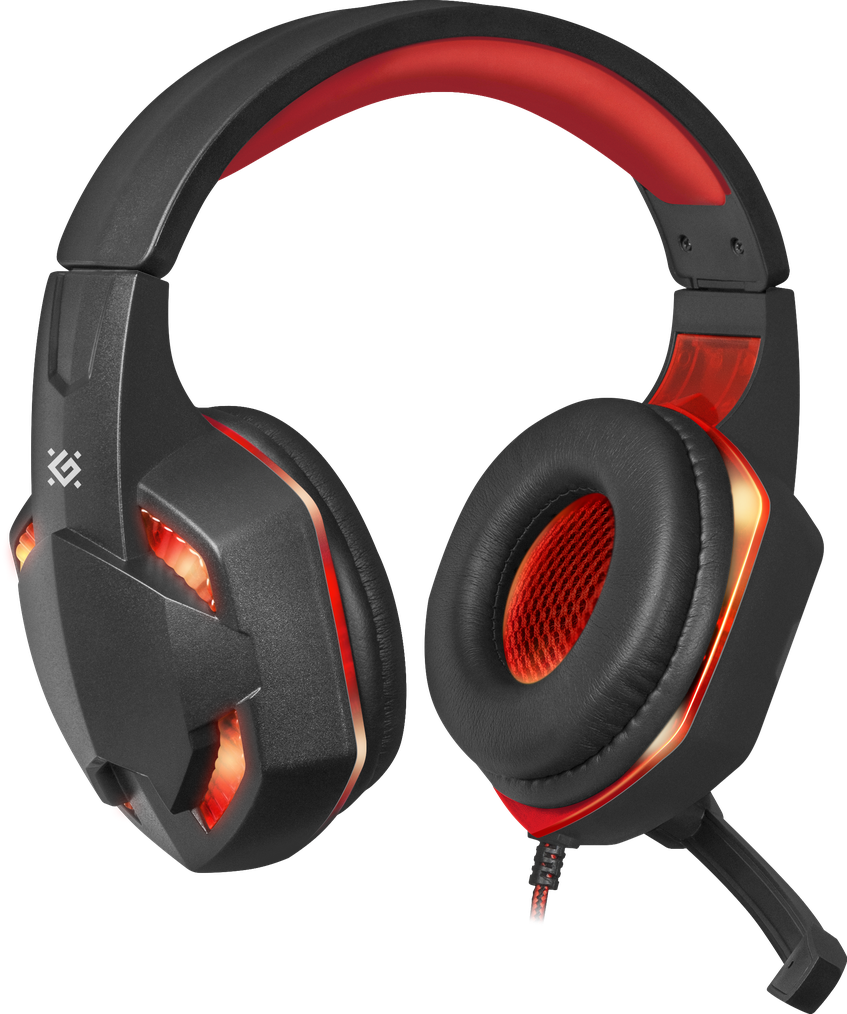 Игровая гарнитура стерео Defender Warhead G-370 черный+красный, кабель 2 м (64037) фото