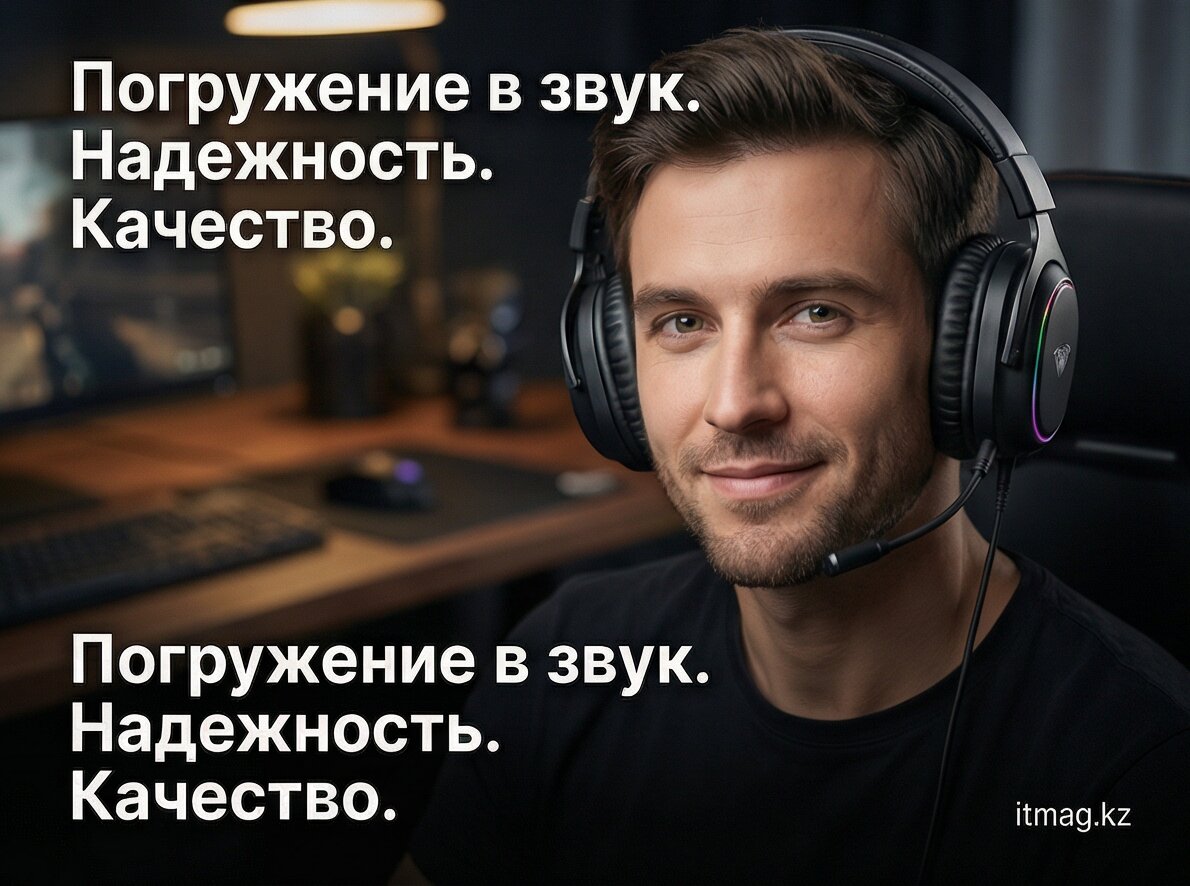 Наушники с микрофоном AULA G7 Black, 1000mAh, RGB (G7 Black) фото