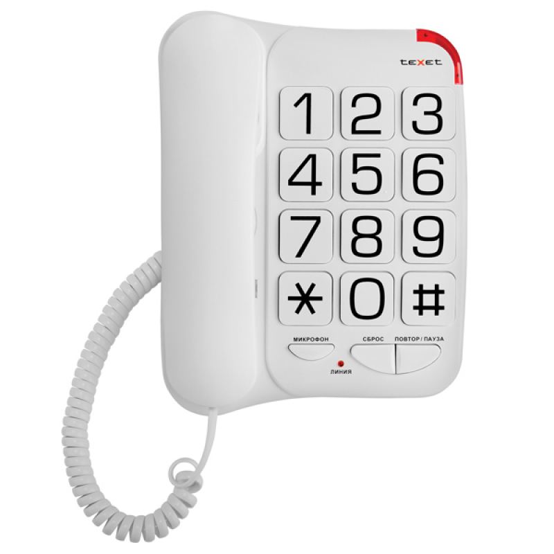картинка Телефон проводной Texet TX-201 белый от магазина itmag.kz