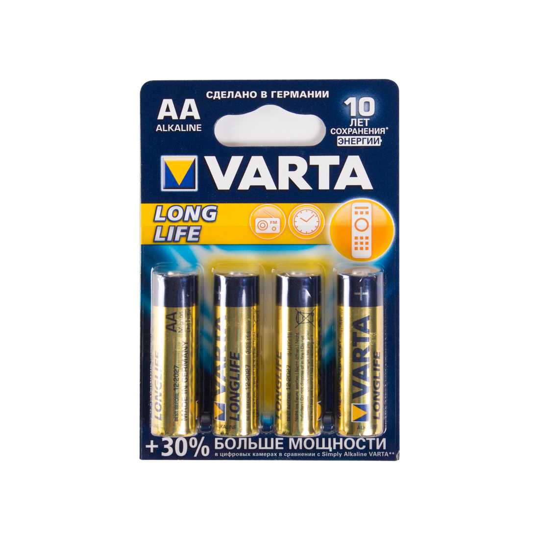 картинка Батарейка VARTA Longlife Mignon 1.5V - LR6/AA 4 шт в блистере от магазина itmag.kz