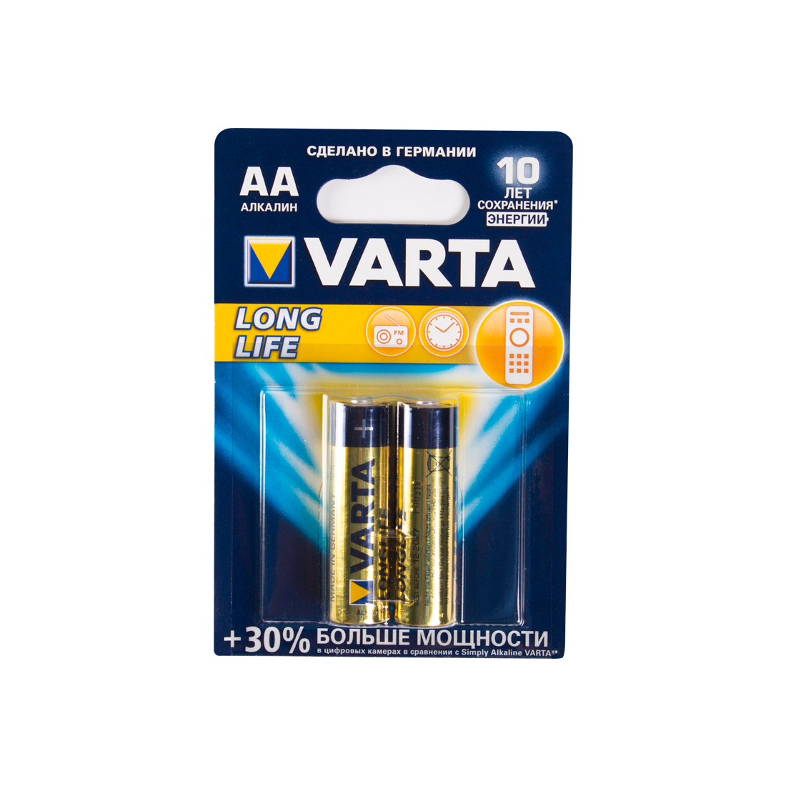 картинка Батарейка VARTA Longlife Mignon 1.5V - LR6/ AA 2 шт в блистере от магазина itmag.kz