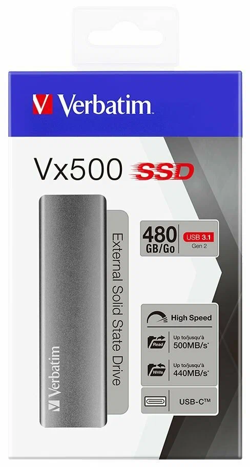 Внешний SSD диск Verbatim VX500 480GB Серый (47443) фото