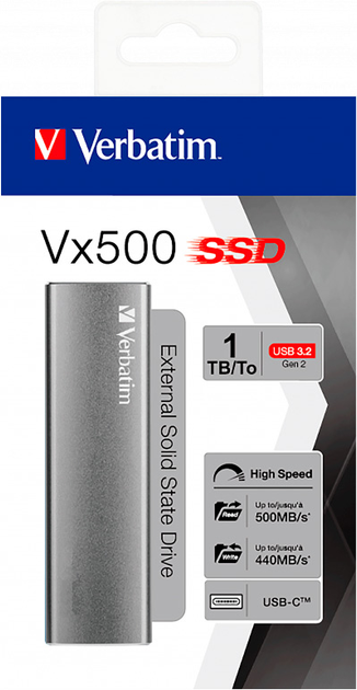 Внешний SSD диск Verbatim VX500 1TB Серый (47444) фото