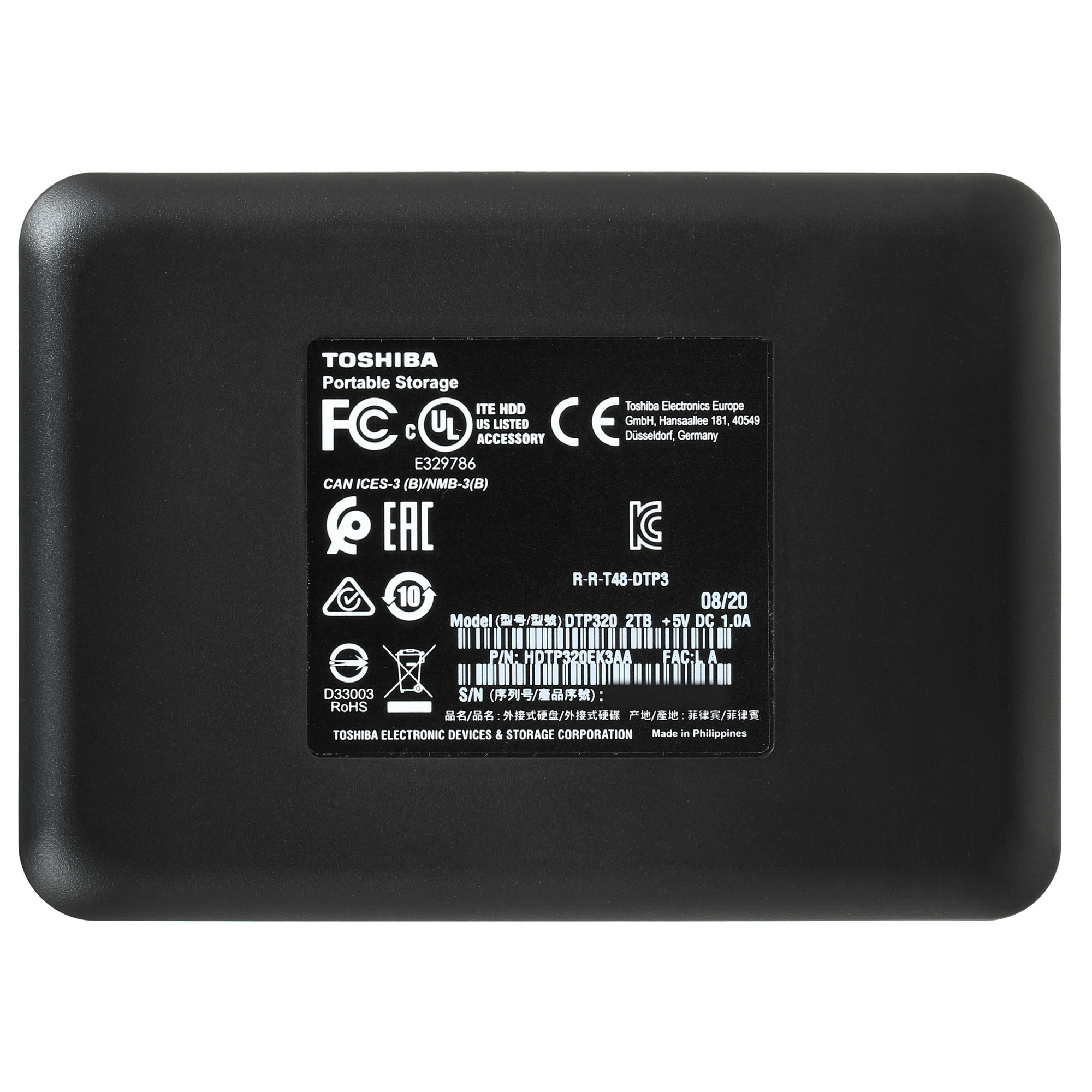 Внешний жесткий диск Toshiba 2Tb Canvio Ready 2.5", Black, USB3.2 Gen1 (HDTP320EK3AA) фото