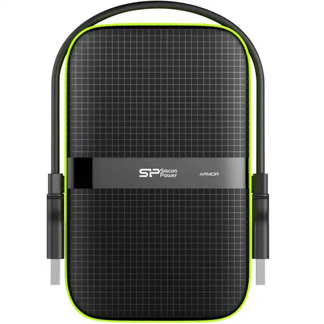 Внешний жесткий диск HDD USB 1 TB Silicon Power, A60, SP010TBPHDA60S3K, USB, black-green (SP010TBPHDA60S3K) фото