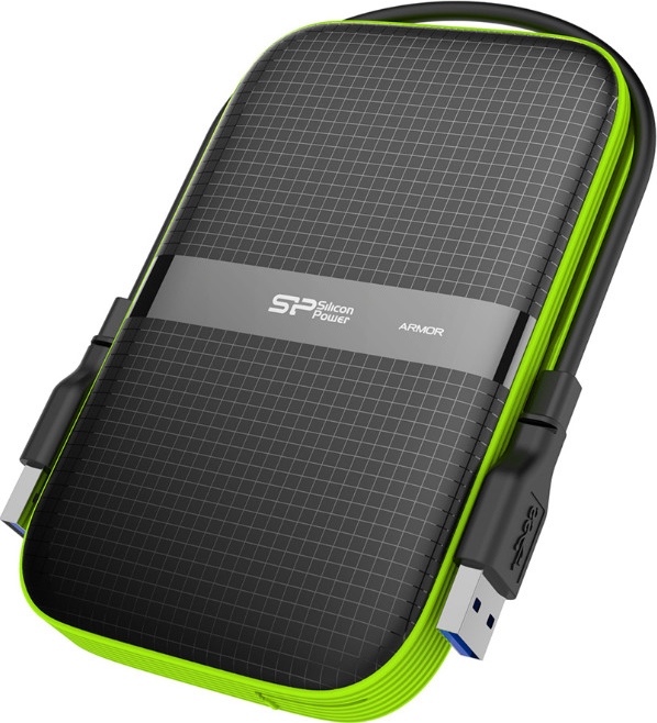 Внешний жесткий диск HDD USB 2 TB Silicon Power, A60, USB3.1, black-green (SP020TBPHDA60S3K) фото